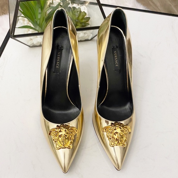Versace Shoes - SOLD ✘ Versace Medusa Palazzo Gold High Heels